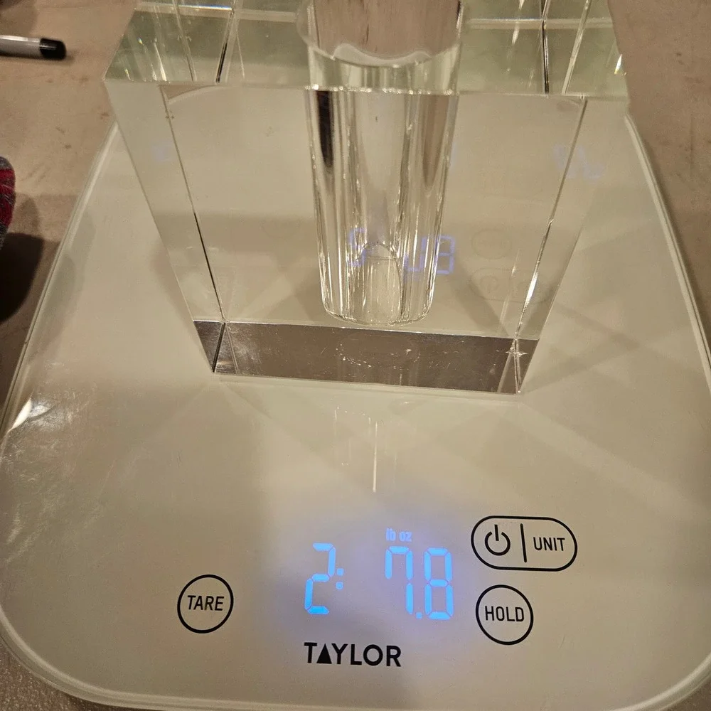 Vintage Modernist Lead Crystal Bud Vase, Square Block Minimalist